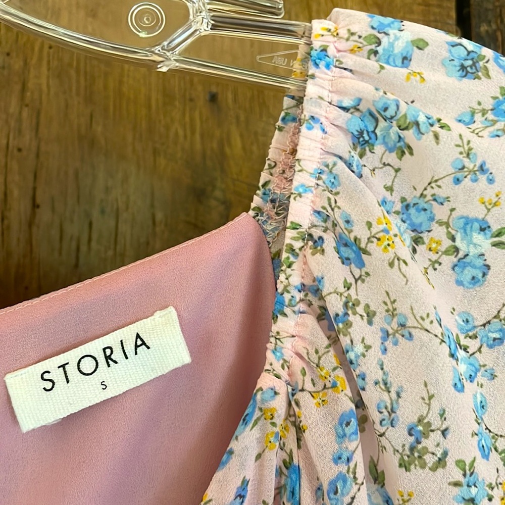 Storia Size Small Pale Pink & Blue Floral Print Dress - Picture 9 of 10